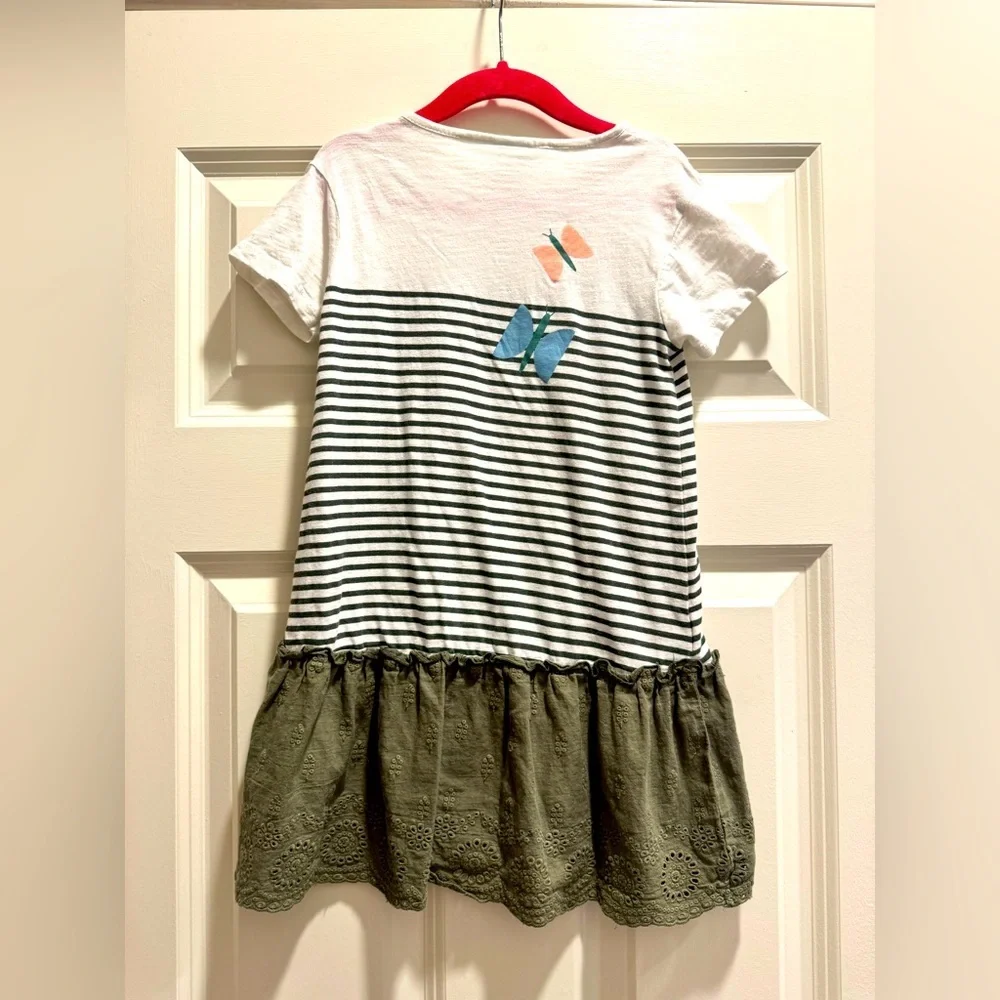 BOBOLI Mixed Media Striped Butterfly drop waist dress Sz 6
